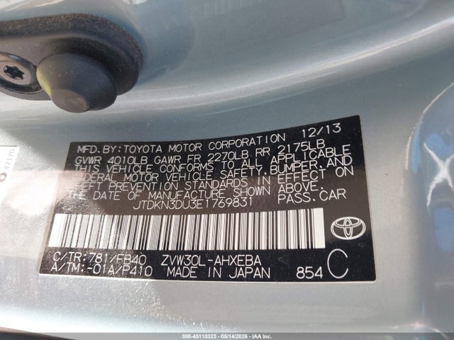 Toyota Prius Three 2014 JTDKN3DU3E1769831 Image 9