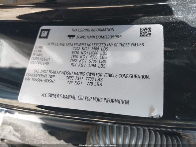 Продажа на аукционе авто 2021 Chevrolet Tahoe 4wd Ls, vin: 1GNSKMKD0MR235985, номер лота: 45110332