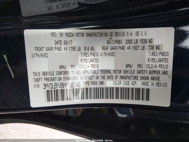 Aukcja sprzedaży 2017 Toyota Yaris Ia, vin: 3MYDLBYV6HY186148, numer aukcji: 45110394