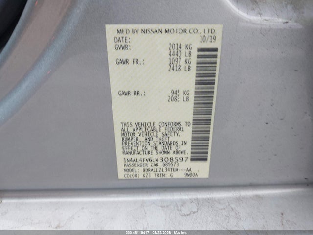 1N4AL4FV6LN308597 Nissan Altima Platinum Vc-turbo Fwd
