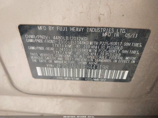 JF2SJAEC1EH443198 Subaru Forester 2.5i Premium