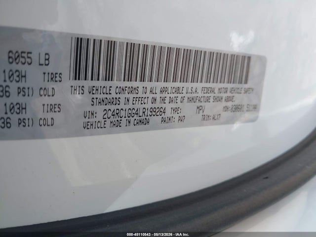 Продаж на аукціоні авто 2020 Chrysler Pacifica Limited, vin: 2C4RC1GG4LR199264, номер лоту: 45110543