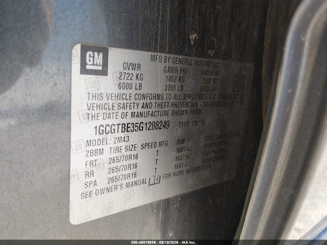 1GCGTBE35G1288249 Chevrolet Colorado Wt