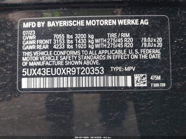 BMW X5 Phev Xdrive50e 2024 5UX43EU0XR9T20353 Image 9