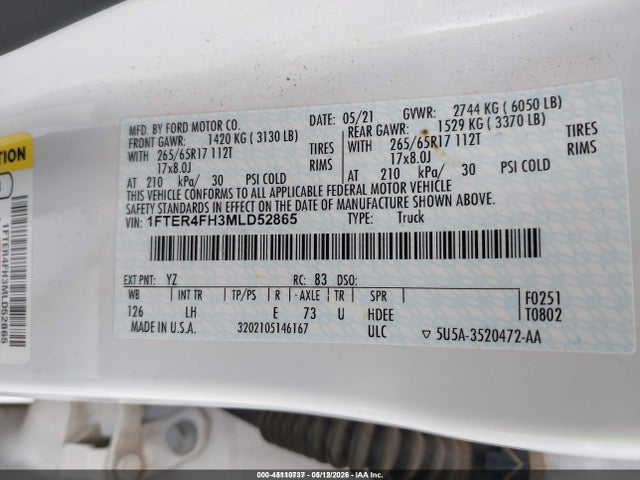1FTER4FH3MLD52865 Ford RANGER XL