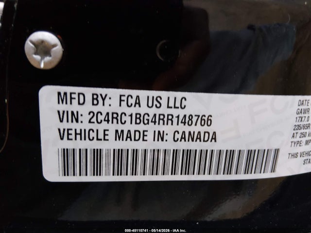 45110741 :رقم المزاد ، 2C4RC1BG4RR148766 vin ، 2024 Chrysler Pacifica Touring L مزاد بيع