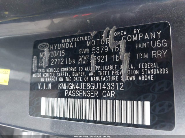 Hyundai Genesis 3.8 2016 KMHGN4JE8GU143312 Image 9