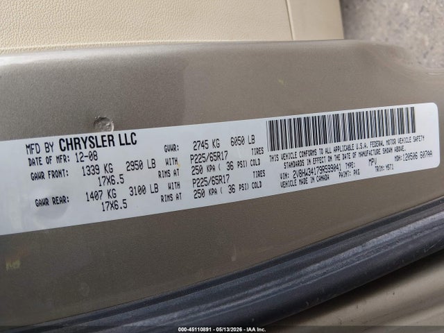 Aukcja sprzedaży 2009 Volkswagen Routan Se, vin: 2V8HW34179R599041, numer aukcji: 45110891