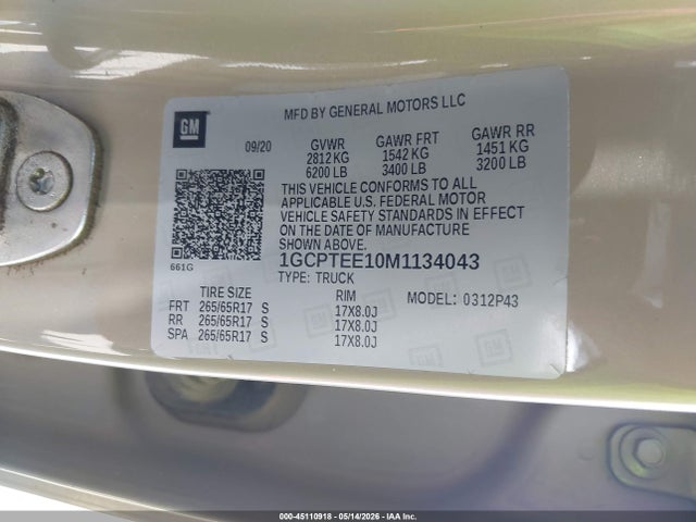 1GCPTEE10M1134043 Chevrolet Colorado 4wd Short Box Zr2