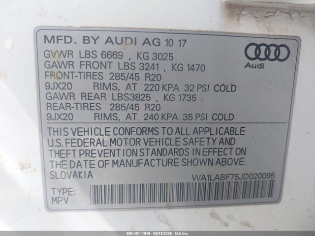 Audi Q7 3.0t Premium 2018 WA1LABF75JD020095 Image 9