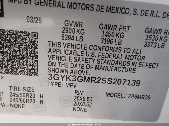 Aukcja sprzedaży 2025 Cadillac Optiq Sport 2 Awd, vin: 3GYK3GMR2SS207139, numer aukcji: 45111050