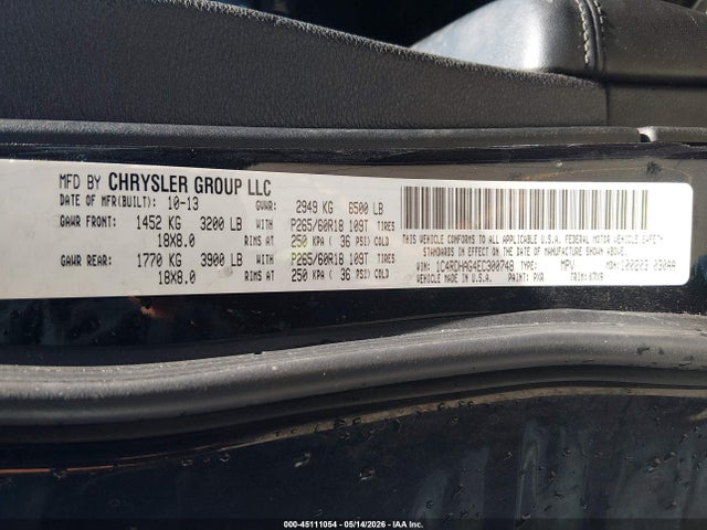 2014 Dodge Durango Sxt მანქანა იყიდება აუქციონზე, vin: 1C4RDHAG4EC300748, აუქციონის ნომერი: 45111054