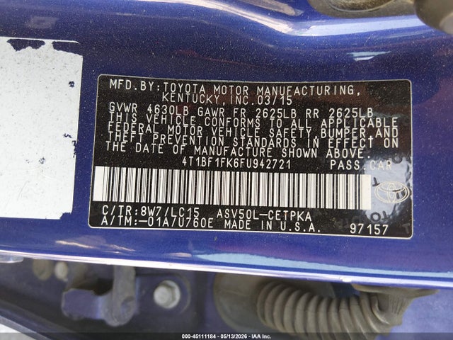 Toyota CAMRY XSE 2015 4T1BF1FK6FU942721 Image 9