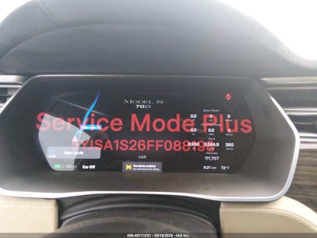 Продаж на аукціоні авто 2015 Tesla Model S 70d/85d/p85d, vin: 5YJSA1S26FF088198, номер лоту: 45111251