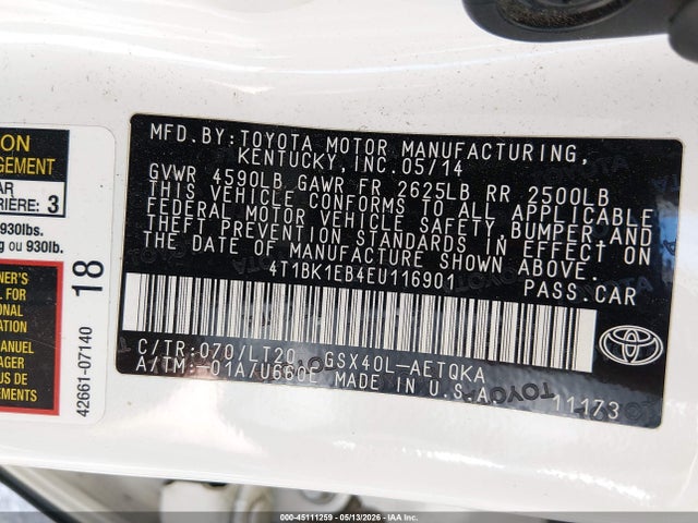 4T1BK1EB4EU116901 Toyota Avalon Xle Touring