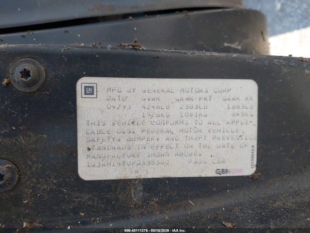 Продажа на аукционе авто 1993 Oldsmobile Cutlass Supreme S, vin: 1G3WH14T0PD355380, номер лота: 45111276