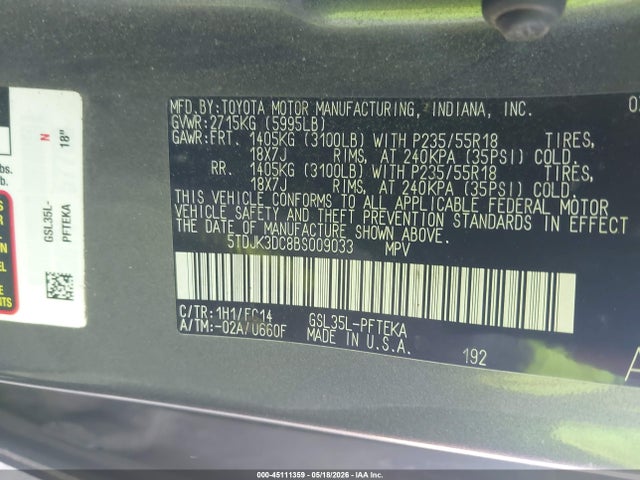 Продаж на аукціоні авто 2011 Toyota Sienna Le, vin: 5TDJK3DC8BS009033, номер лоту: 45111359