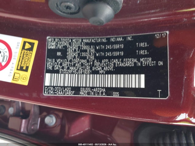 Продаж на аукціоні авто 2018 Toyota Highlander Limited Platinum, vin: 5TDDZRFH5JS819061, номер лоту: 45111452