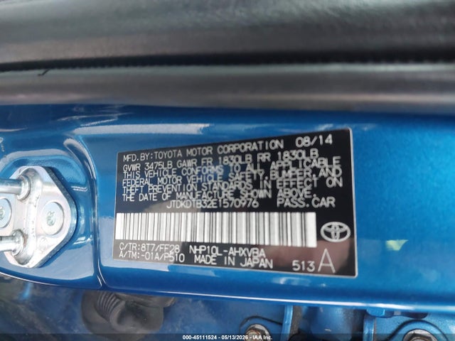 45111524 :رقم المزاد ، JTDKDTB32E1570976 vin ، 2014 Toyota Prius C Two مزاد بيع