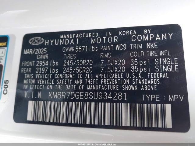 KM8R7DGE8SU934281 Hyundai Palisade Calligraphy Night Edition
