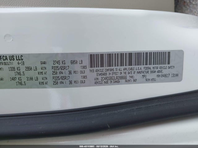 Продажа на аукционе авто 2018 Dodge Grand Caravan Se, vin: 2C4RDGBG3JR288666, номер лота: 45111581