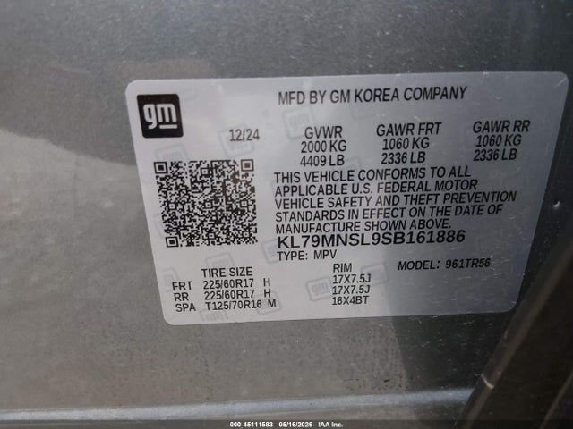 KL79MNSL9SB161886 Chevrolet Trailblazer Awd Ls
