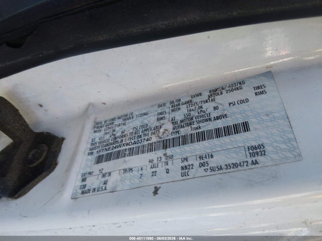 Aukcja sprzedaży 2009 Ford E-250 Commercial/recreational, vin: 1FTNE24WX9DA03740, numer aukcji: 45111590