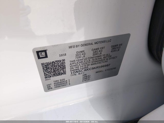 1GNSCAKC5KR196987 Chevrolet Tahoe Ls
