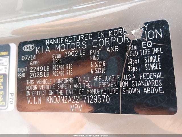 KIA Soul 2015 KNDJN2A22F7129570 Image 9