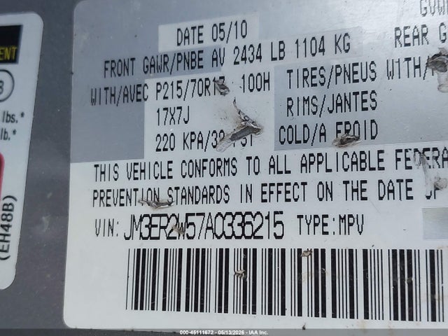 Aukcja sprzedaży 2010 Mazda Cx-7 I Sv, vin: JM3ER2W57A0336215, numer aukcji: 45111672