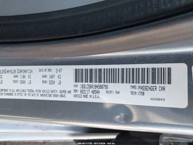 45111735 :رقم المزاد ، 1B3LC56R18N588756 vin ، 2008 Dodge Avenger Sxt مزاد بيع