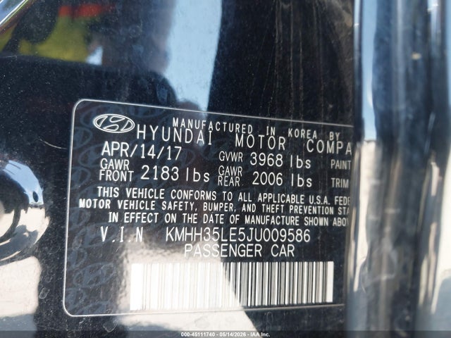 45111740 :رقم المزاد ، KMHH35LE5JU009586 vin ، 2018 Hyundai Elantra Gt مزاد بيع