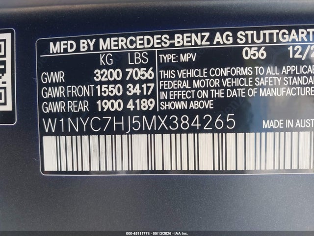Auction sale of the 2021 Mercedes-benz Amg G 63 4matic, vin: W1NYC7HJ5MX384265, lot number: 45111778