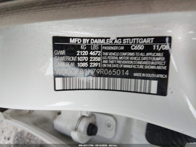 Aukcja sprzedaży 2009 Mercedes-benz C 300 Luxury 4matic/sport 4matic, vin: WDDGF81X79R065014, numer aukcji: 45111794