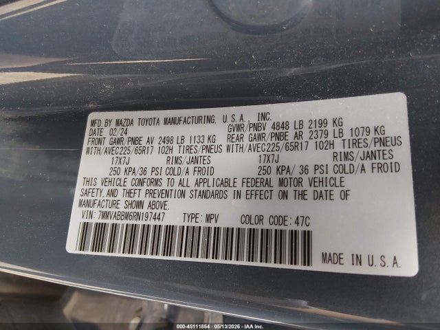 Aukcja sprzedaży 2024 Mazda Cx-50 2.5 S Preferred, vin: 7MMVABBM6RN197447, numer aukcji: 45111854
