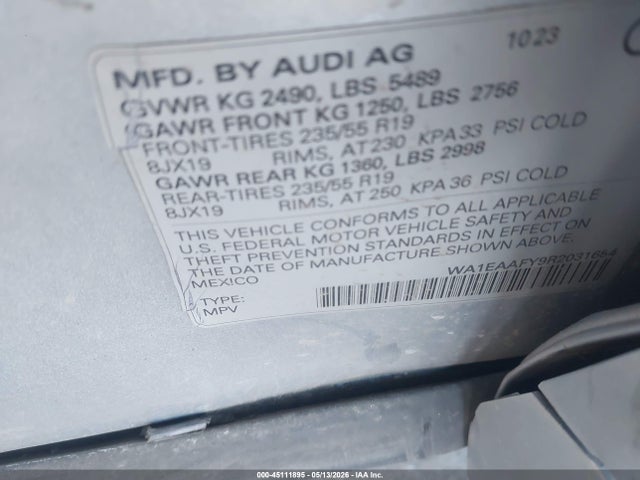 45111895 :رقم المزاد ، WA1EAAFY9R2031684 vin ، 2024 Audi Q5 Premium Plus 45 Tfsi S Line Quattro مزاد بيع