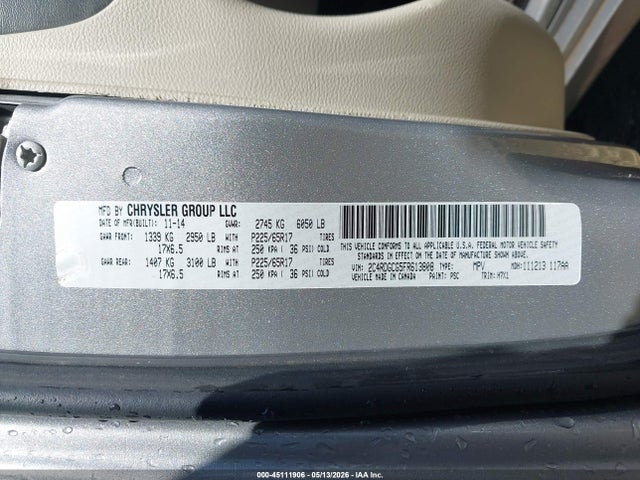 Продаж на аукціоні авто 2015 Dodge Grand Caravan Sxt, vin: 2C4RDGCG5FR613808, номер лоту: 45111906