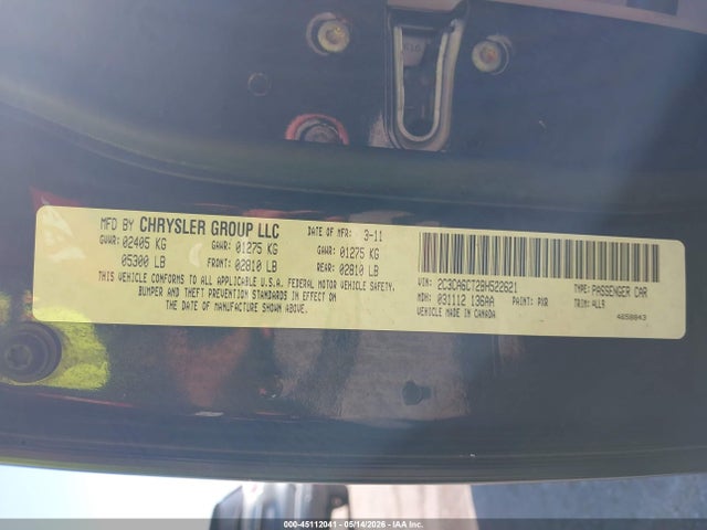 Aukcja sprzedaży 2011 Chrysler 300c, vin: 2C3CA6CT2BH522621, numer aukcji: 45112041