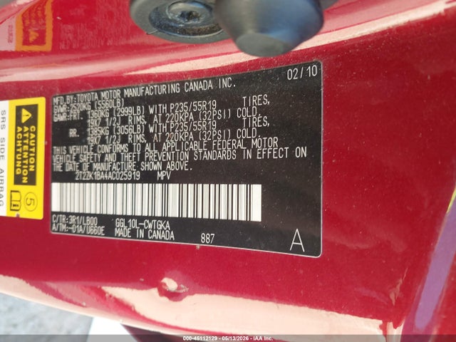 2010 Lexus Rx 350 მანქანა იყიდება აუქციონზე, vin: 2T2ZK1BA4AC025919, აუქციონის ნომერი: 45112129