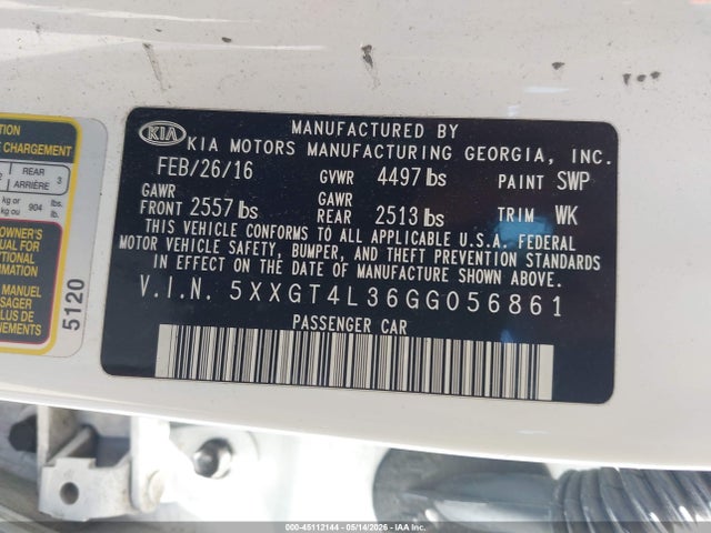 KIA Optima Lx 2016 5XXGT4L36GG056861 Image 9