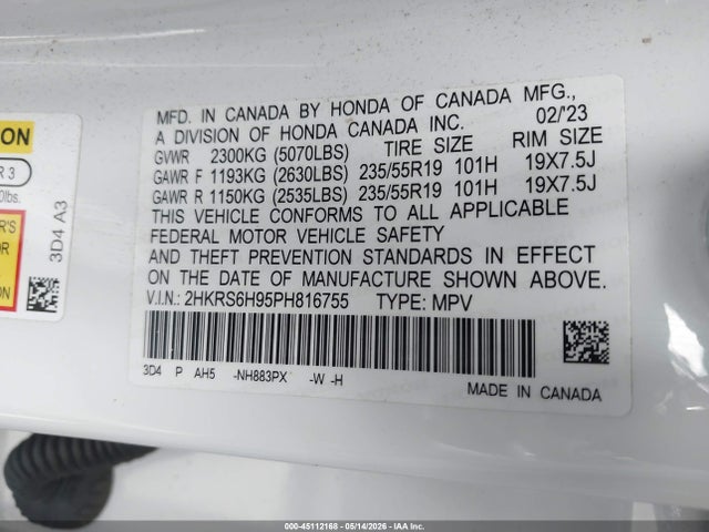 2HKRS6H95PH816755 Honda Cr-v Hybrid Sport Touring