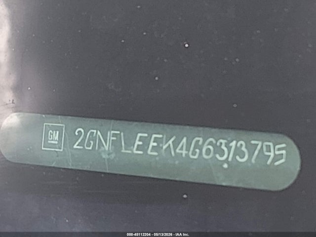 45112204 :رقم المزاد ، 2GNFLEEK4G6313795 vin ، 2016 Chevrolet Equinox Ls مزاد بيع