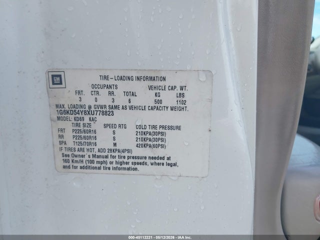 1999 Cadillac Deville Standard მანქანა იყიდება აუქციონზე, vin: 1G6KD54Y8XU778823, აუქციონის ნომერი: 45112221