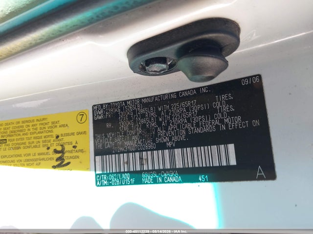 45112239 :رقم المزاد ، 2T2HK31U07C028960 vin ، 2007 Lexus Rx 350 مزاد بيع