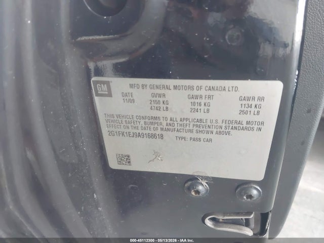 45112300 :رقم المزاد ، 2G1FK1EJ9A9168618 vin ، 2010 Chevrolet Camaro 2ss مزاد بيع