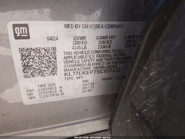 Продажа на аукционе авто 2025 Chevrolet Trax Fwd Activ, vin: KL77LKEP7SC037133, номер лота: 45112336