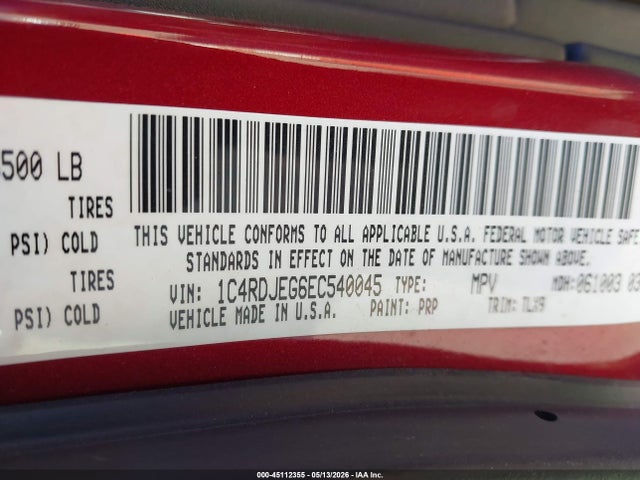 Aukcja sprzedaży 2014 Dodge Durango Citadel, vin: 1C4RDJEG6EC540045, numer aukcji: 45112355