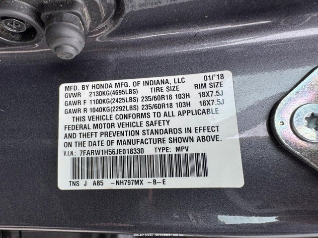 Продажа на аукционе авто 2018 Honda Cr-v Ex, vin: 7FARW1H56JE018330, номер лота: 45112413