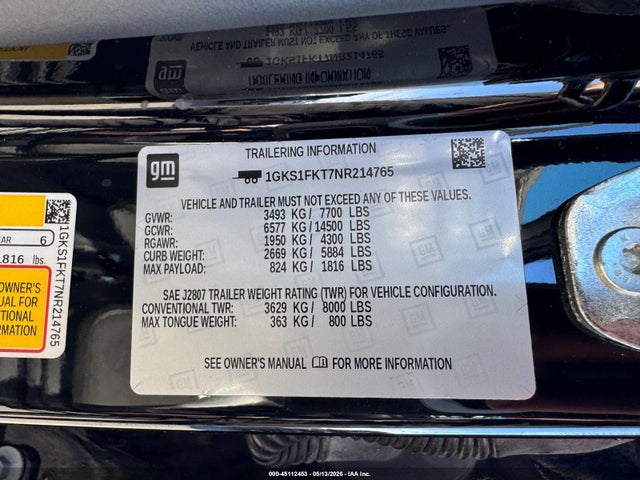 Aukcja sprzedaży 2022 Gmc Yukon Xl 2wd Sle, vin: 1GKS1FKT7NR214765, numer aukcji: 45112453