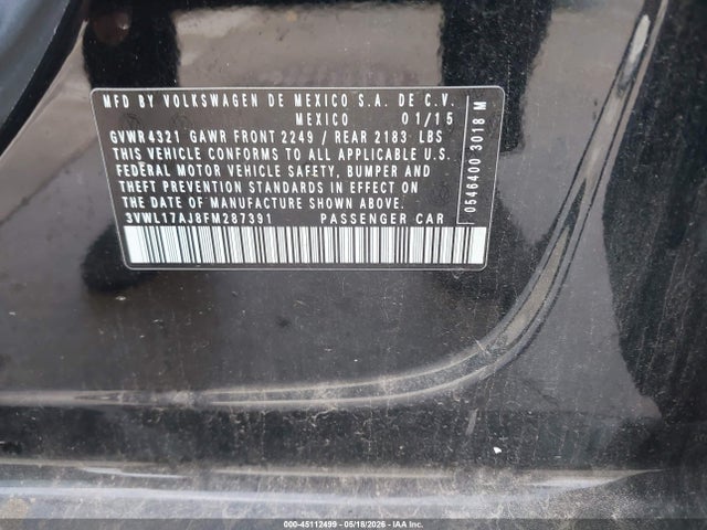 3VWL17AJ8FM287391 Volkswagen Jetta 1.8t Sel